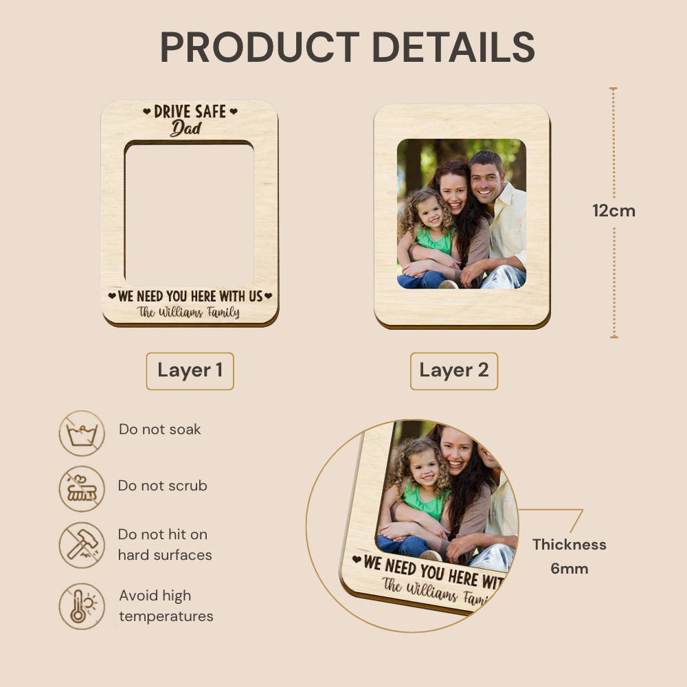 Personalised Family Car Sun Visor Clip with Photo - Drive Safe Design