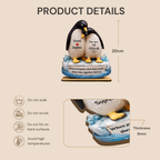 Personalised Wooden Plaque with Names - Penguin Couple Design