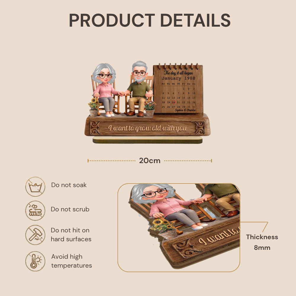 Personalised Anniversary Layered Wooden Plaque - Couples and Calendar Design