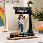 Personalised Wooden Plaque for LGBT-Couples - Couple Under Lantern Design