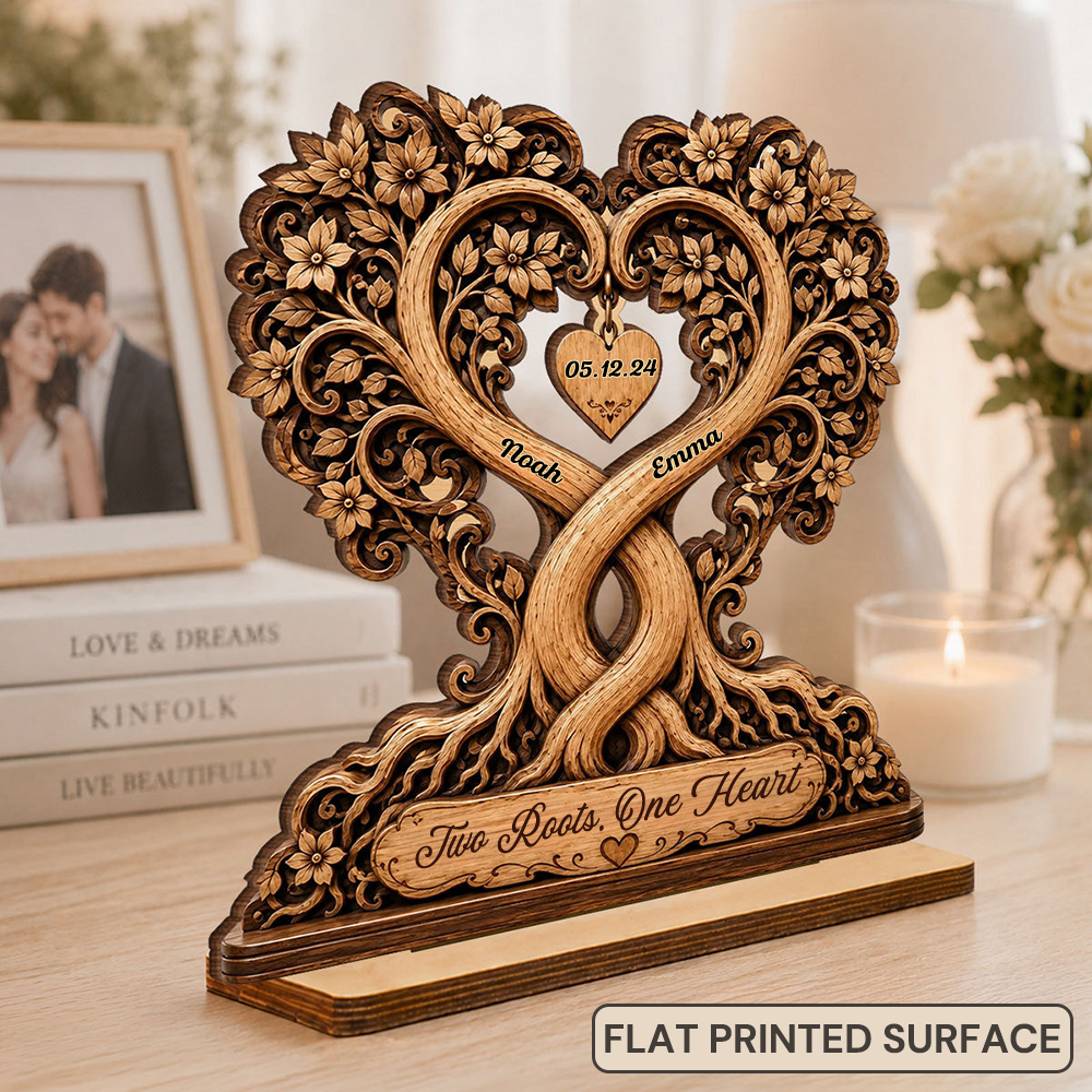 Personalised Anniversary Wooden Plaque for Couples - Heart Tree Design