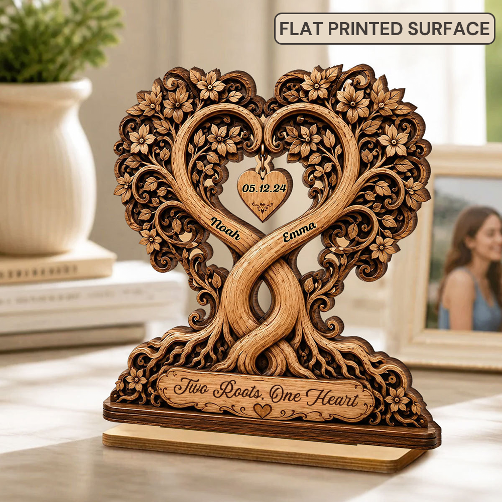 Personalised Anniversary Wooden Plaque for Couples - Heart Tree Design