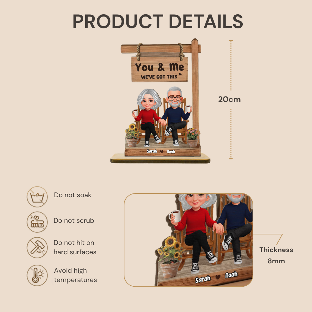 Personalised Couple Layered Wooden Plaque with Text