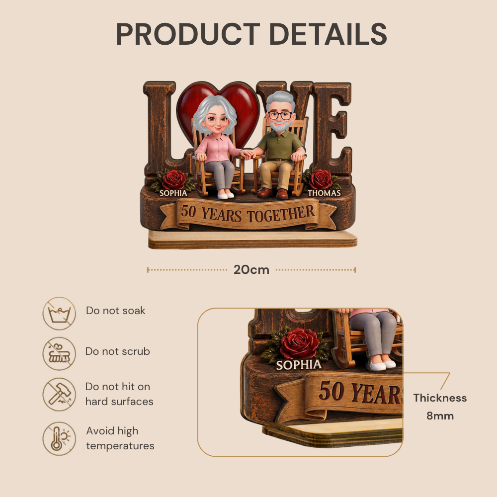 Personalised Anniversary Layered Wooden Plaque -  Love Couple Design