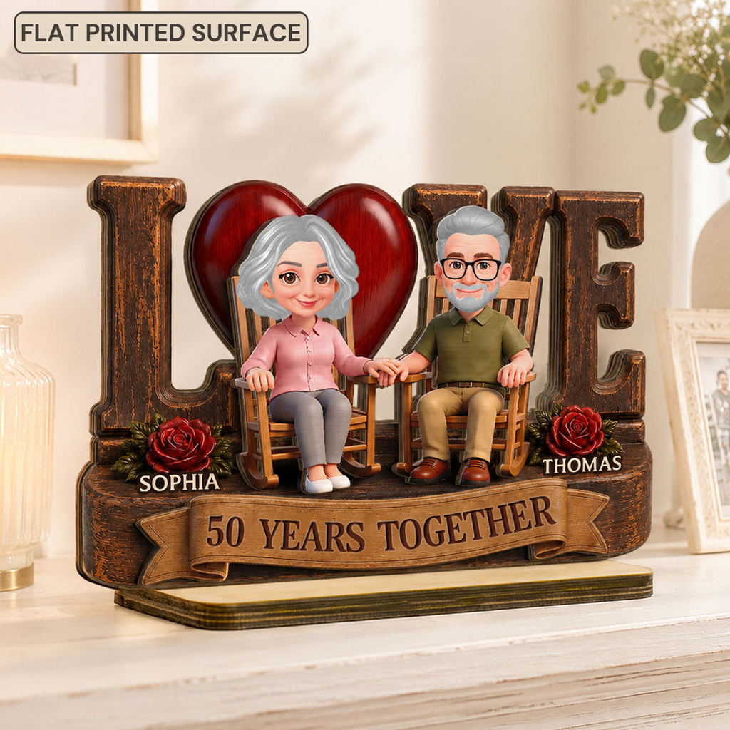 Personalised Anniversary Layered Wooden Plaque -  Love Couple Design