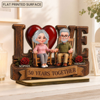 Personalised Anniversary Layered Wooden Plaque -  Love Couple Design
