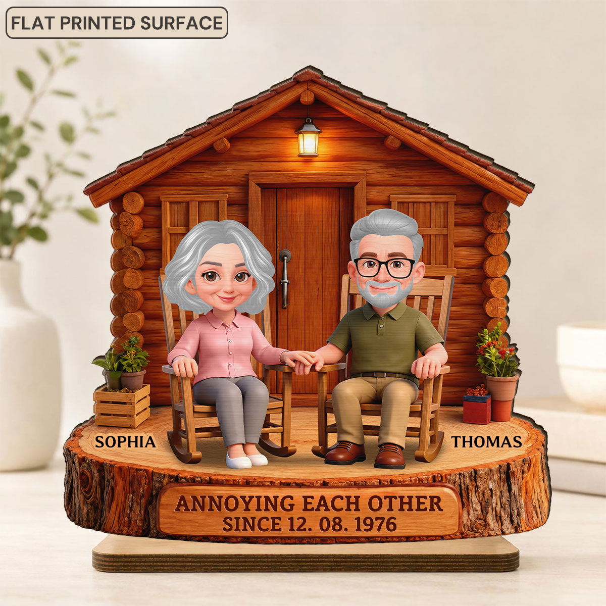 Personalised Anniversary Wooden Plaque - Couple with House Design