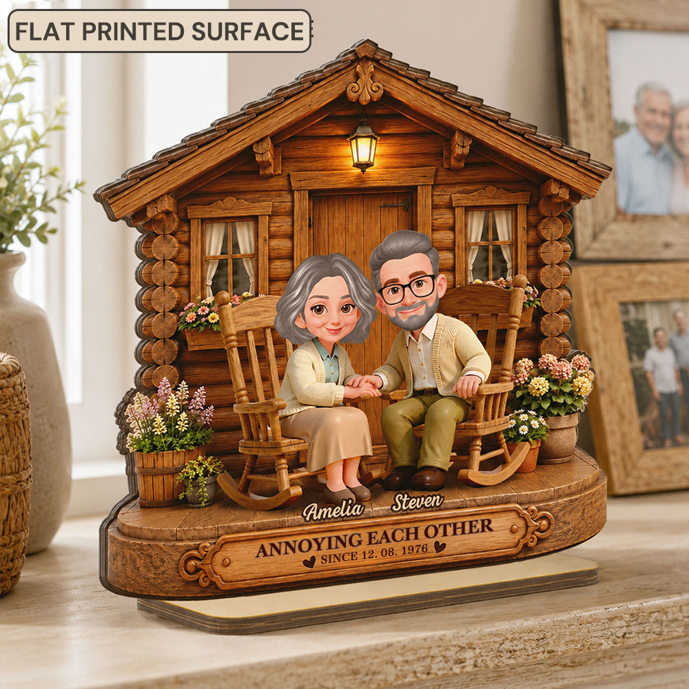 Personalised Couple Layered Wooden Plaque - Couple with House Design