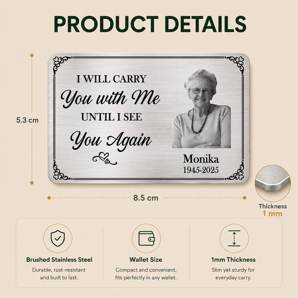 Personalised Memorial Wallet Card with Photo & Text