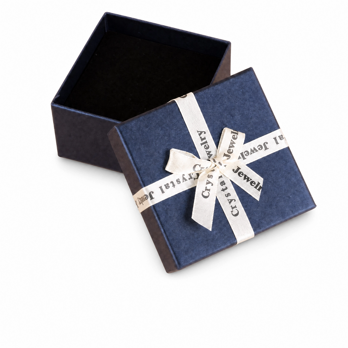 Navy Blue Jewellery Gift Box with Ribbon Bow, 9 x 9 x 4 cm