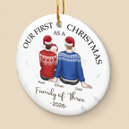 Personalised Baby Ceramic Christmas Ornament - Our First Christmas as a Family of Three