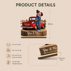 Personalised Couple Wooden Plaque - Couple and Pick-up Lorry