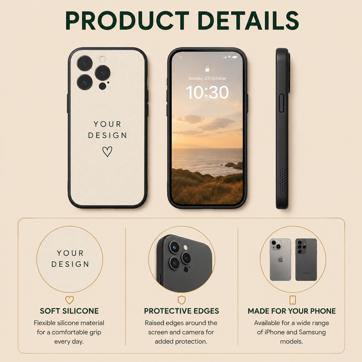 Personalised Silicone Phone Case with Photo - In Loving Memory Design