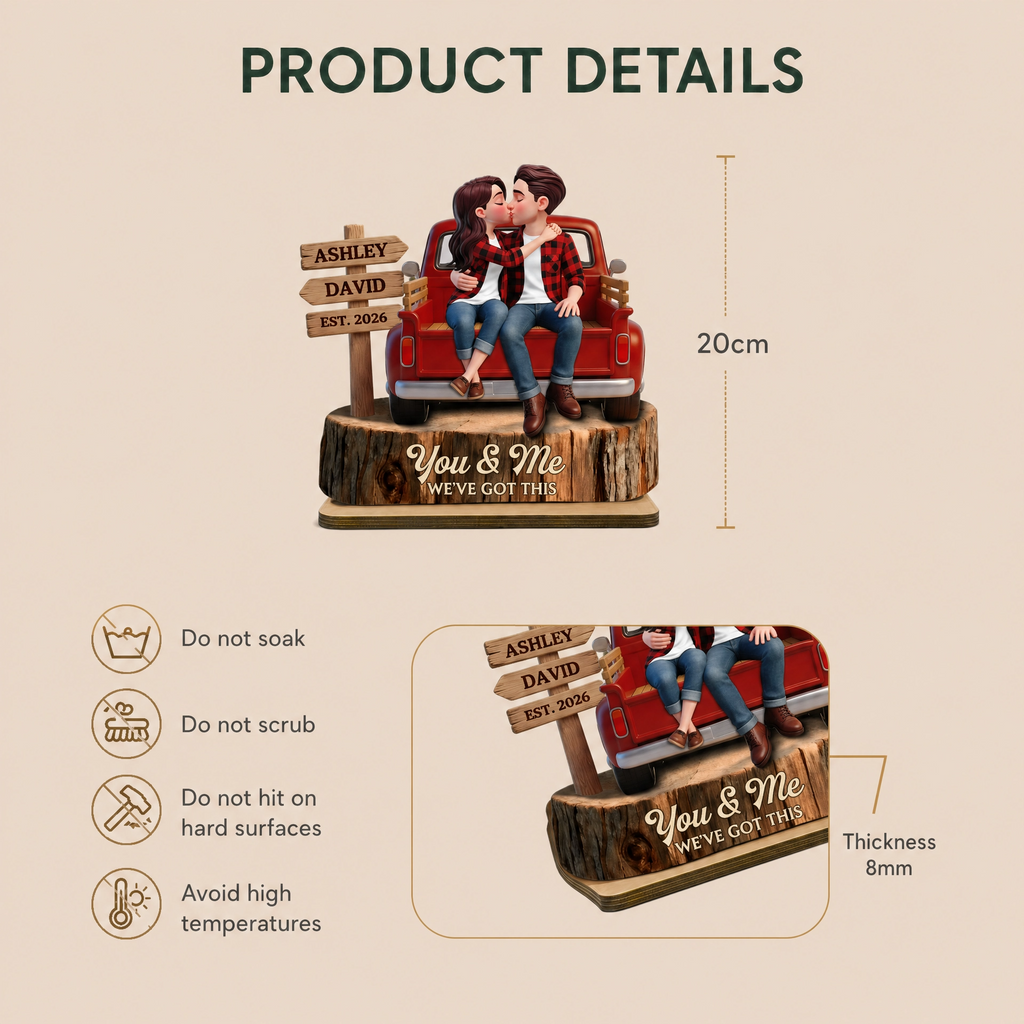 Personalised Anniversary Wooden Plaque - Couple and Truck